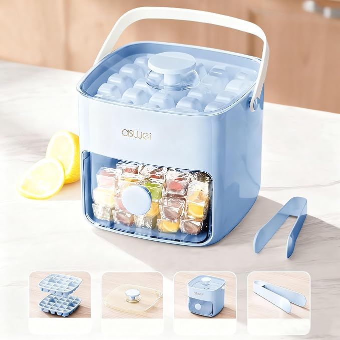 Portable Ice Cube Tray with Lid & Bin