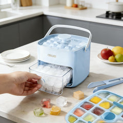 Portable Ice Cube Tray with Lid & Bin