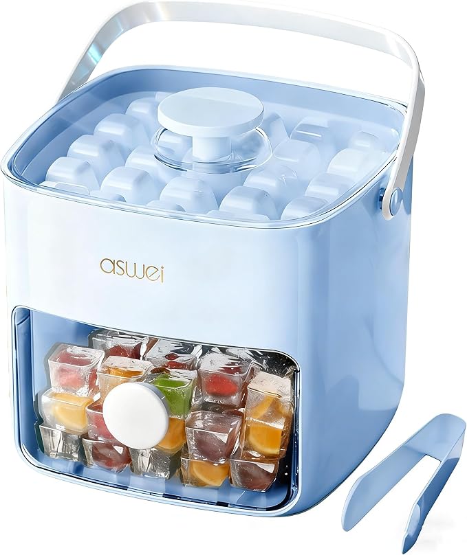 Portable Ice Cube Tray with Lid & Bin